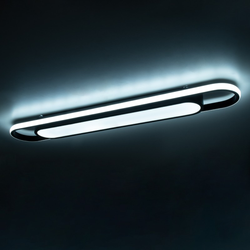 GloboStar® IGOR 61218 Φωτιστικό Οροφής Linear Design LED CCT 48W 5760lm 210° AC 220-240V - Εναλλαγή Φωτισμού μέσω Διακόπτη On/Off All In One Ψυχρό 6000k+Φυσικό 4500k+Θερμό 2700k Μ81 x Π13 x Υ4.5cm - Μαύρο - 3 Years Warranty