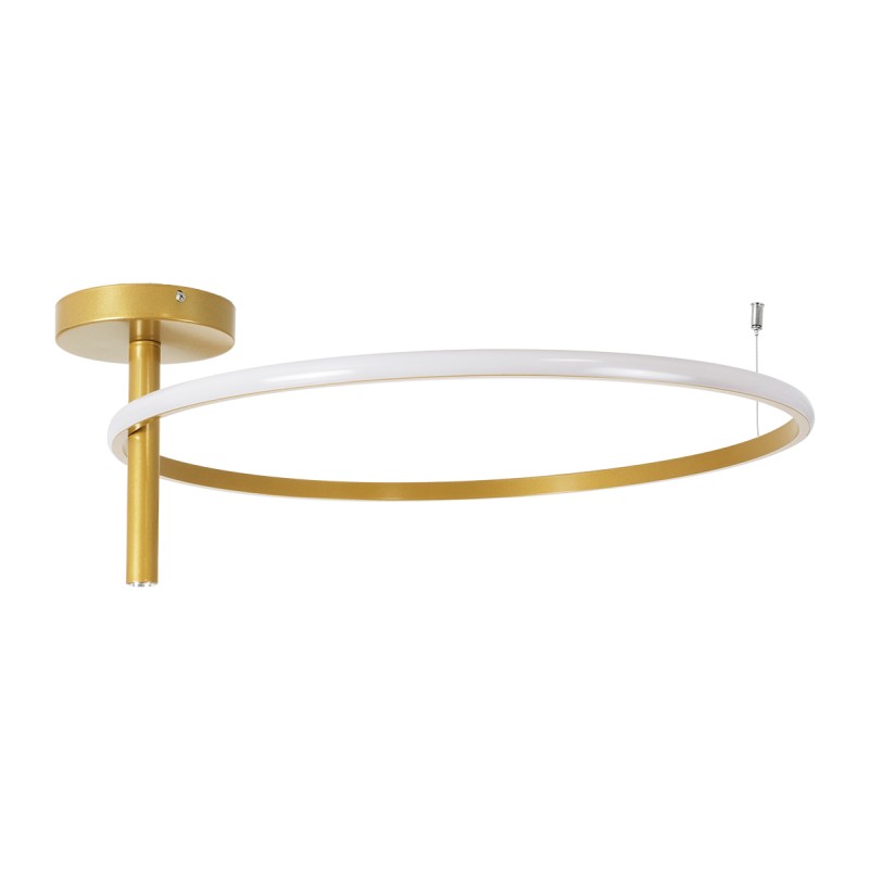 GloboStar® VERONA 61225 Φωτιστικό Οροφής Δαχτυλίδι-Κύκλος LED CCT 36W 4032lm 360° AC 220-240V - Εναλλαγή Φωτισμού μέσω Διακόπτη On/Off All In One Ψυχρό 6000k+Φυσικό 4500k+Θερμό 2700K Φ60 x Υ23cm - Χρυσό Βούρτσας - 3 Χρόνια Εγγύηση