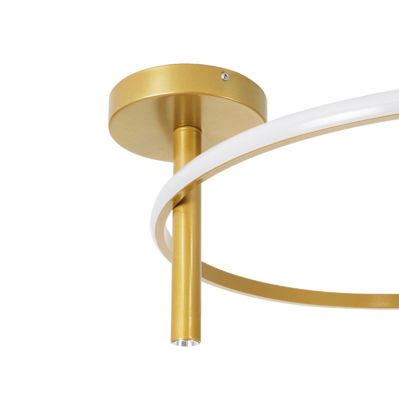 GloboStar® VERONA 61225 Φωτιστικό Οροφής Δαχτυλίδι-Κύκλος LED CCT 36W 4032lm 360° AC 220-240V - Εναλλαγή Φωτισμού μέσω Διακόπτη On/Off All In One Ψυχρό 6000k+Φυσικό 4500k+Θερμό 2700K Φ60 x Υ23cm - Χρυσό Βούρτσας - 3 Χρόνια Εγγύηση