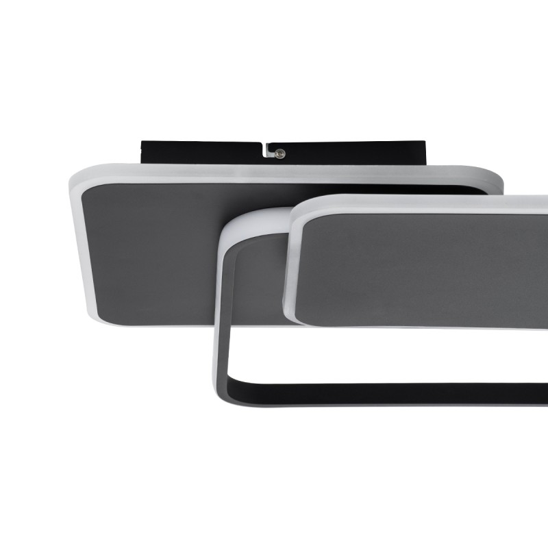 GLOBOSTAR® SQUARO 61231 Μοντέρνο Φωτιστικό Οροφής LED 75W 8400lm 360° AC 220-240V IP20 Ρυθμιζόμενο Λευκό CCT με Χειριστήριο από 2700K έως 6000K Dimmable - Lumileds SMD Chip - Μαύρο Ματ - Μ48.5 x Π51 x Υ9cm - 3 Χρόνια Εγγύηση