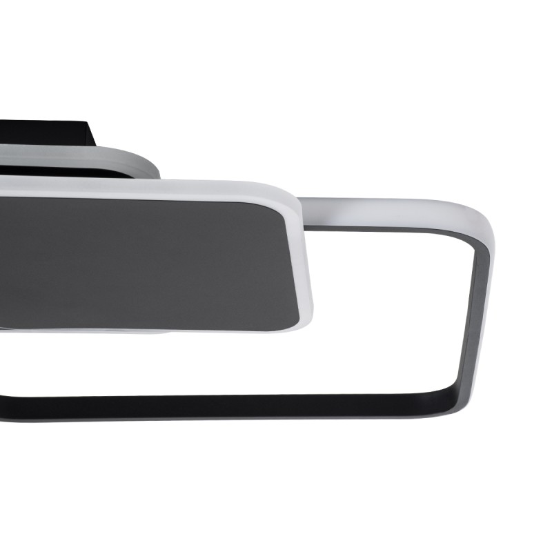 GLOBOSTAR® SQUARO 61231 Μοντέρνο Φωτιστικό Οροφής LED 75W 8400lm 360° AC 220-240V IP20 Ρυθμιζόμενο Λευκό CCT με Χειριστήριο από 2700K έως 6000K Dimmable - Lumileds SMD Chip - Μαύρο Ματ - Μ48.5 x Π51 x Υ9cm - 3 Χρόνια Εγγύηση