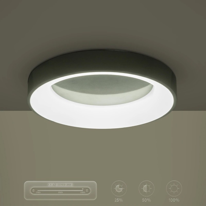 GLOBOSTAR® SALEM 61234 Μοντέρνο Φωτιστικό Οροφής LED 75W 8625lm 120° AC 220-240V IP20 Ρυθμιζόμενο Λευκό CCT με Χειριστήριο από 2700K έως 6000K Dimmable - Lumileds SMD Chip - Γκρι - Μ45 x Π45 x Υ9cm - 3 Χρόνια Εγγύηση