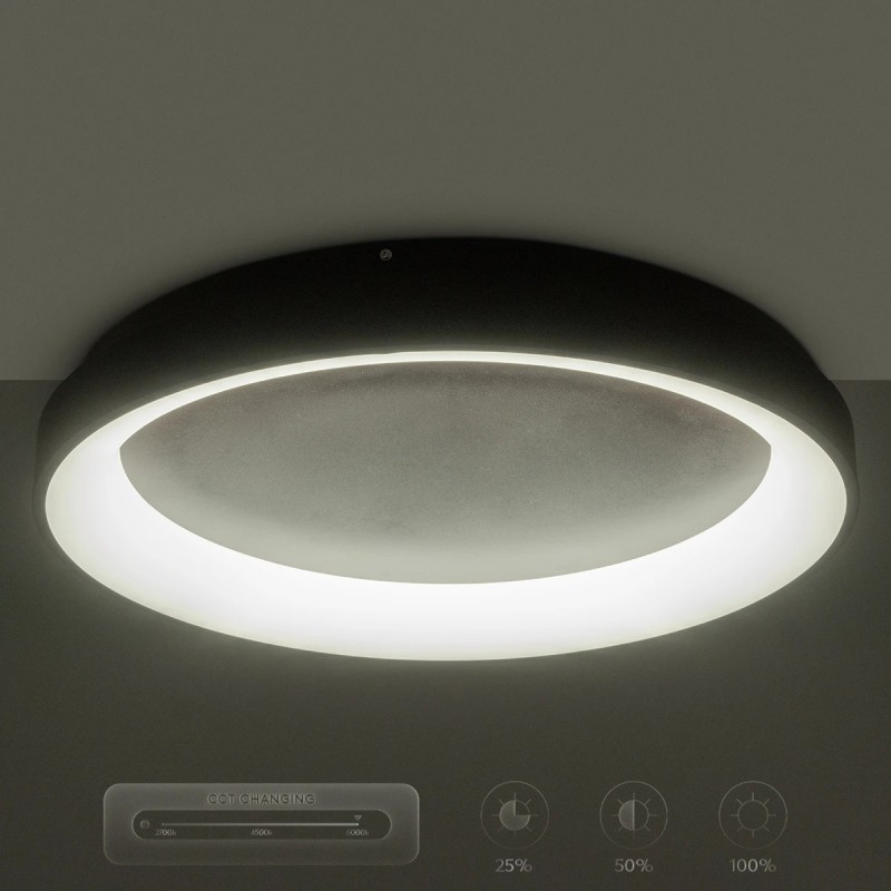 GloboStar® SALEM 61240 Πλαφονιέρα Οροφής Δαχτυλίδι-Κύκλος LED CCT 105W 12075lm 120° AC 220-240V - Εναλλαγή Φωτισμού μέσω Τηλεχειριστηρίου All In One Ψυχρό 6000k+Φυσικό 4500k+Θερμό 2700k Dimmable Φ60cm - Καφέ Χάλκινο - 3 Years Warranty