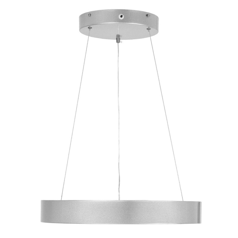 GloboStar® SALEM 61242 Κρεμαστή Πλαφονιέρα Οροφής Δαχτυλίδι-Κύκλος LED CCT 75W 8625lm 120° AC 220-240V - Εναλλαγή Φωτισμού μέσω Τηλεχειριστηρίου All In One Ψυχρό 6000k+Φυσικό 4500k+Θερμό 2700k Dimmable Φ45cm - Ασημί - 3 Years Warranty