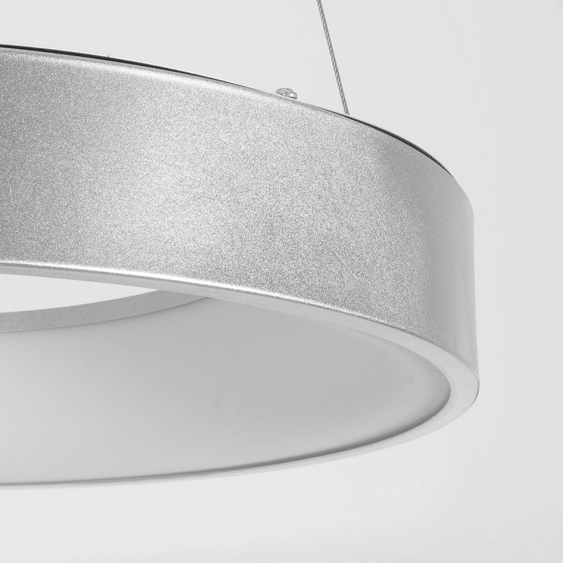 GloboStar® SALEM 61242 Κρεμαστή Πλαφονιέρα Οροφής Δαχτυλίδι-Κύκλος LED CCT 75W 8625lm 120° AC 220-240V - Εναλλαγή Φωτισμού μέσω Τηλεχειριστηρίου All In One Ψυχρό 6000k+Φυσικό 4500k+Θερμό 2700k Dimmable Φ45cm - Ασημί - 3 Years Warranty