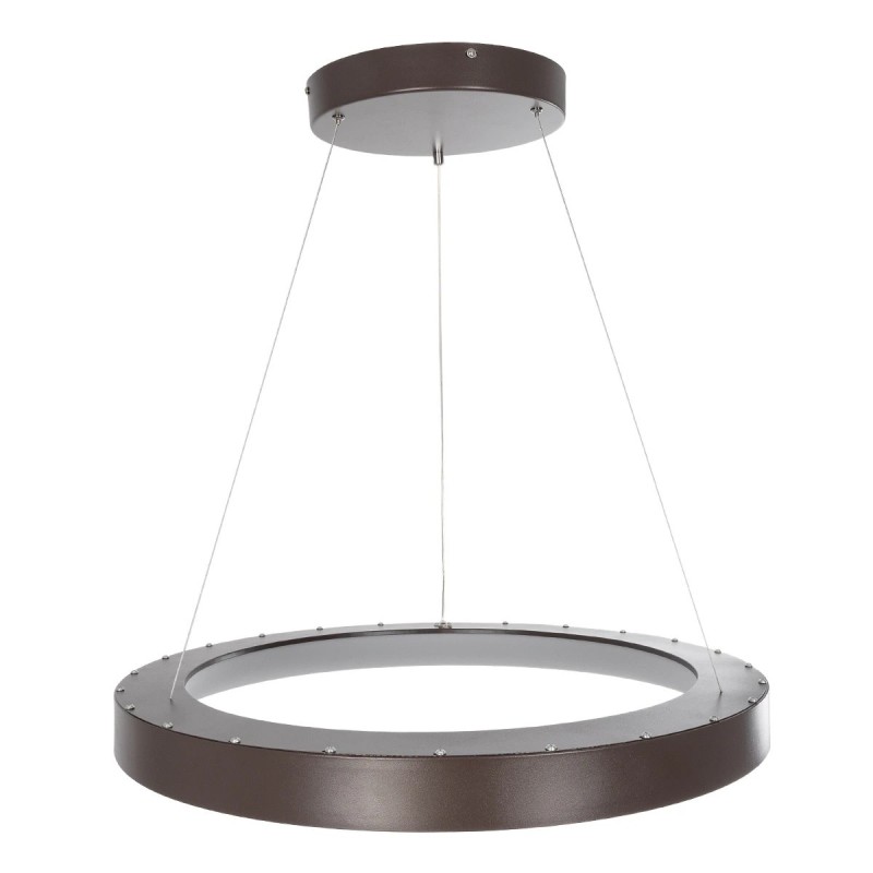 GloboStar® SALEM 61248 Κρεμαστή Πλαφονιέρα Οροφής Δαχτυλίδι-Κύκλος LED CCT 105W 12075lm 120° AC 220-240V - Εναλλαγή Φωτισμού μέσω Τηλεχειριστηρίου All In One Ψυχρό 6000k+Φυσικό 4500k+Θερμό 2700k Dimmable Φ60cm - Καφέ Χάλκινο - 3 Years Warranty