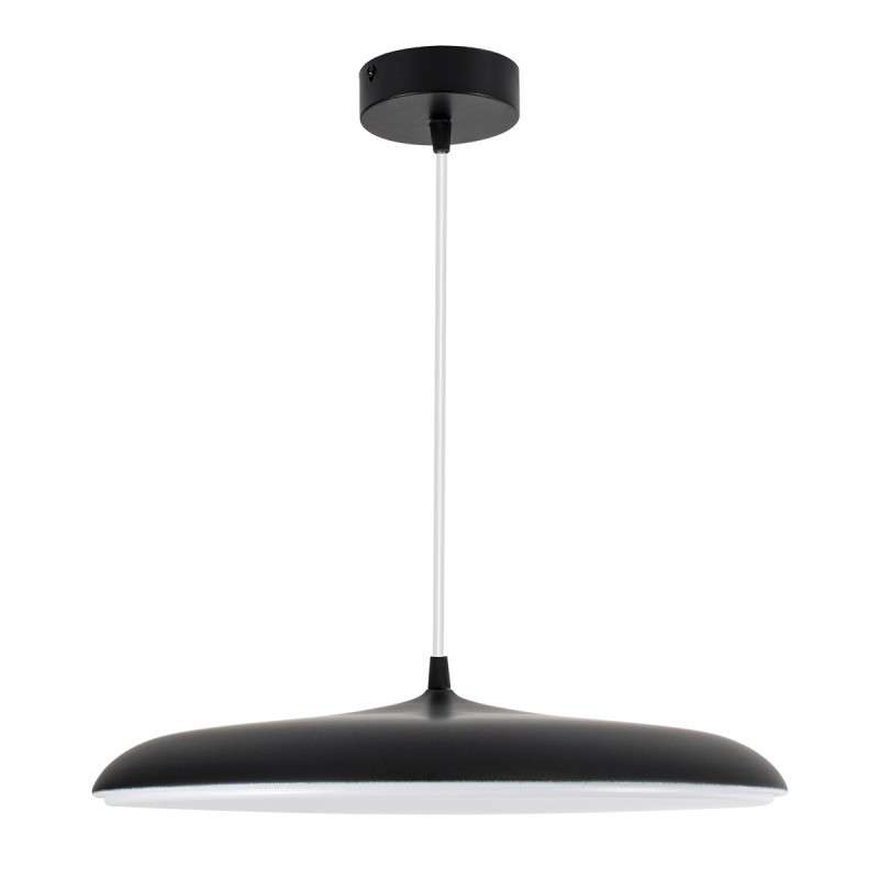 GloboStar® BARON 61254 Κρεμαστή Πλαφονιέρα Οροφής LED CCT 24W 2880lm 120° AC 220-240V - Εναλλαγή Φωτισμού μέσω Διακόπτη On/Off All In One Ψυχρό 6000k+Φυσικό 4500k+Θερμό 2700k Φ40 x Υ10cm - Μαύρο - 3 Years Warranty