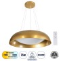 GLOBOSTAR® ANATOLIA 61270 Μοντέρνο Κρεμαστό Φωτιστικό Οροφής LED 75W 8625lm 120° AC 220-240V IP20 Ρυθμιζόμενο Λευκό CCT με Χειριστήριο από 2700K έως 6000K Dimmable - Lumileds SMD Chip - Χρυσό - Μ60 x Π60 x Υ12.5cm - 3 Χρόνια Εγγύηση