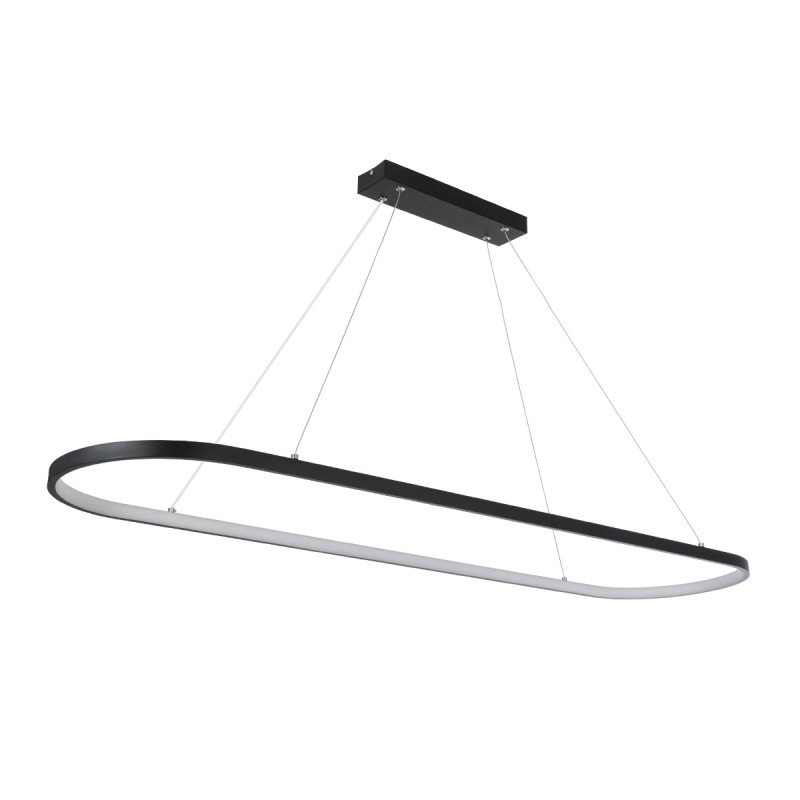 GLOBOSTAR® BOLIVAR 61271 Μοντέρνο Κρεμαστό Φωτιστικό Οροφής LED 54W 6210lm 360° AC 220-240V IP20 Ρυθμιζόμενο Λευκό CCT με Χειριστήριο από 2700K έως 6000K Dimmable - Lumileds SMD Chip - Μαύρο Ματ - Μ120 x Π30 x Υ2cm - 3 Χρόνια Εγγύηση