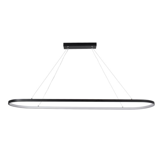 GLOBOSTAR® BOLIVAR 61271 Μοντέρνο Κρεμαστό Φωτιστικό Οροφής LED 54W 6210lm 360° AC 220-240V IP20 Ρυθμιζόμενο Λευκό CCT με Χειριστήριο από 2700K έως 6000K Dimmable - Lumileds SMD Chip - Μαύρο Ματ - Μ120 x Π30 x Υ2cm - 3 Χρόνια Εγγύηση