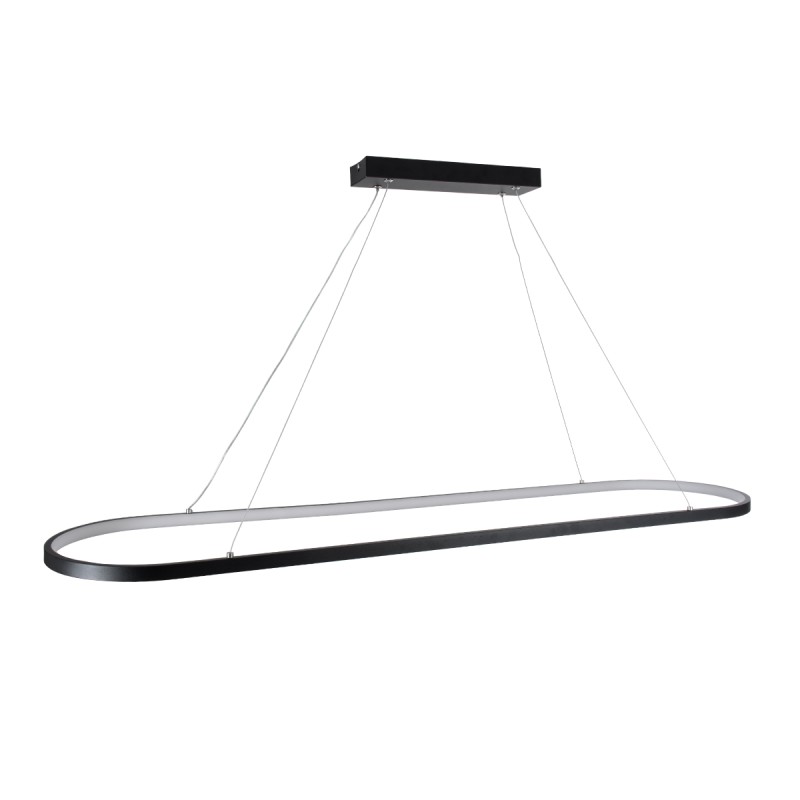 GLOBOSTAR® BOLIVAR 61271 Μοντέρνο Κρεμαστό Φωτιστικό Οροφής LED 54W 6210lm 360° AC 220-240V IP20 Ρυθμιζόμενο Λευκό CCT με Χειριστήριο από 2700K έως 6000K Dimmable - Lumileds SMD Chip - Μαύρο Ματ - Μ120 x Π30 x Υ2cm - 3 Χρόνια Εγγύηση