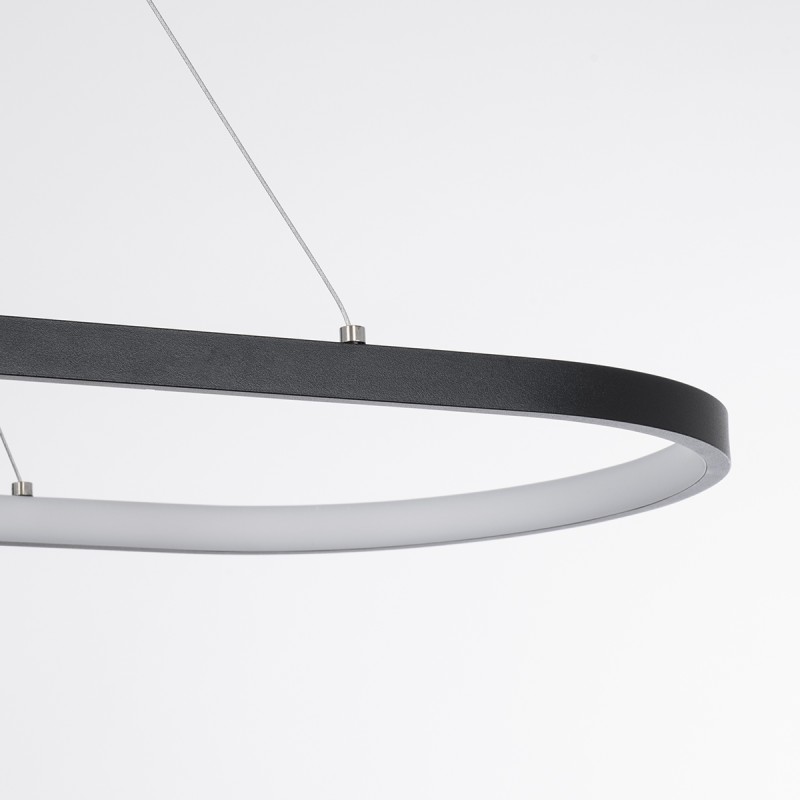 GLOBOSTAR® BOLIVAR 61271 Μοντέρνο Κρεμαστό Φωτιστικό Οροφής LED 54W 6210lm 360° AC 220-240V IP20 Ρυθμιζόμενο Λευκό CCT με Χειριστήριο από 2700K έως 6000K Dimmable - Lumileds SMD Chip - Μαύρο Ματ - Μ120 x Π30 x Υ2cm - 3 Χρόνια Εγγύηση