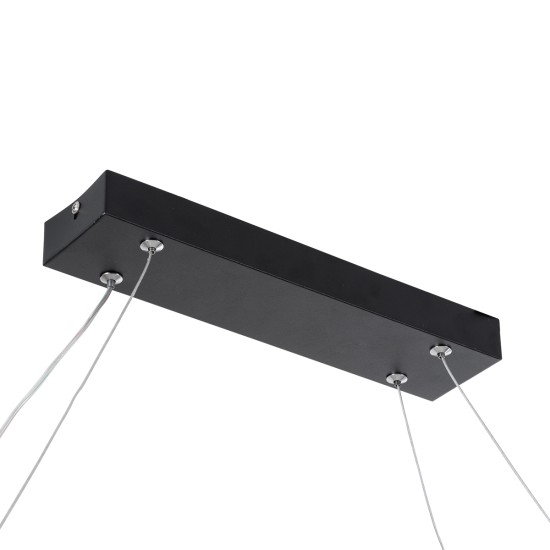 GLOBOSTAR® BOLIVAR 61271 Μοντέρνο Κρεμαστό Φωτιστικό Οροφής LED 54W 6210lm 360° AC 220-240V IP20 Ρυθμιζόμενο Λευκό CCT με Χειριστήριο από 2700K έως 6000K Dimmable - Lumileds SMD Chip - Μαύρο Ματ - Μ120 x Π30 x Υ2cm - 3 Χρόνια Εγγύηση