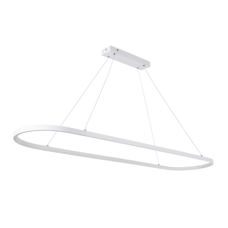 GLOBOSTAR® BOLIVAR 61272 Μοντέρνο Κρεμαστό Φωτιστικό Οροφής LED 54W 6210lm 360° AC 220-240V IP20 Ρυθμιζόμενο Λευκό CCT με Χειριστήριο από 2700K έως 6000K Dimmable - Lumileds SMD Chip - Λευκό Ματ - Μ120 x Π30 x Υ2cm - 3 Χρόνια Εγγύηση