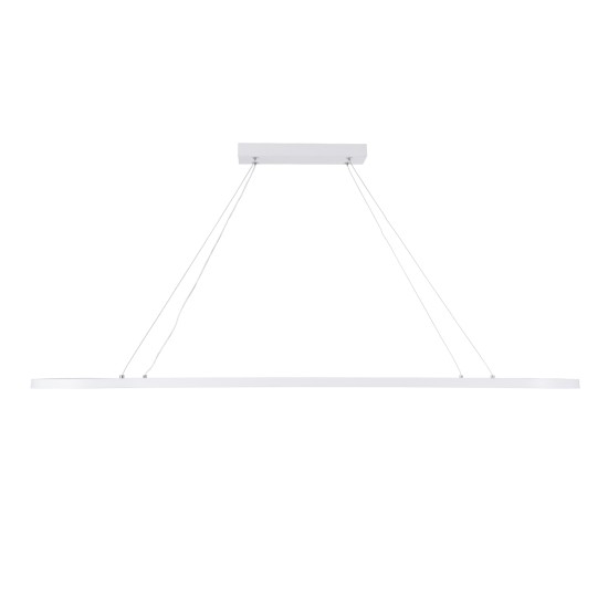 GLOBOSTAR® BOLIVAR 61272 Μοντέρνο Κρεμαστό Φωτιστικό Οροφής LED 54W 6210lm 360° AC 220-240V IP20 Ρυθμιζόμενο Λευκό CCT με Χειριστήριο από 2700K έως 6000K Dimmable - Lumileds SMD Chip - Λευκό Ματ - Μ120 x Π30 x Υ2cm - 3 Χρόνια Εγγύηση