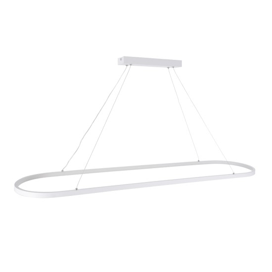 GLOBOSTAR® BOLIVAR 61272 Μοντέρνο Κρεμαστό Φωτιστικό Οροφής LED 54W 6210lm 360° AC 220-240V IP20 Ρυθμιζόμενο Λευκό CCT με Χειριστήριο από 2700K έως 6000K Dimmable - Lumileds SMD Chip - Λευκό Ματ - Μ120 x Π30 x Υ2cm - 3 Χρόνια Εγγύηση