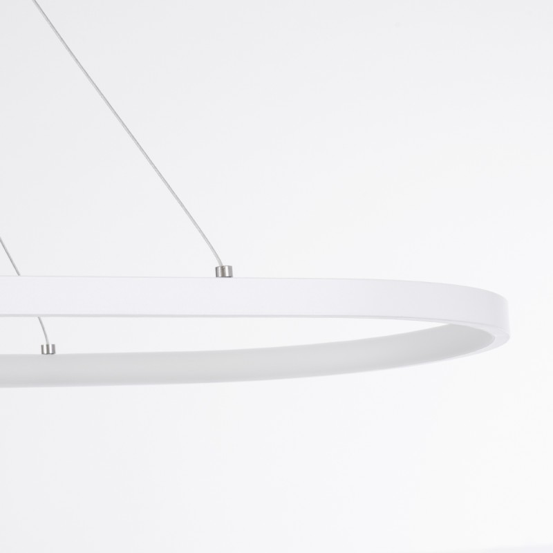 GLOBOSTAR® BOLIVAR 61272 Μοντέρνο Κρεμαστό Φωτιστικό Οροφής LED 54W 6210lm 360° AC 220-240V IP20 Ρυθμιζόμενο Λευκό CCT με Χειριστήριο από 2700K έως 6000K Dimmable - Lumileds SMD Chip - Λευκό Ματ - Μ120 x Π30 x Υ2cm - 3 Χρόνια Εγγύηση