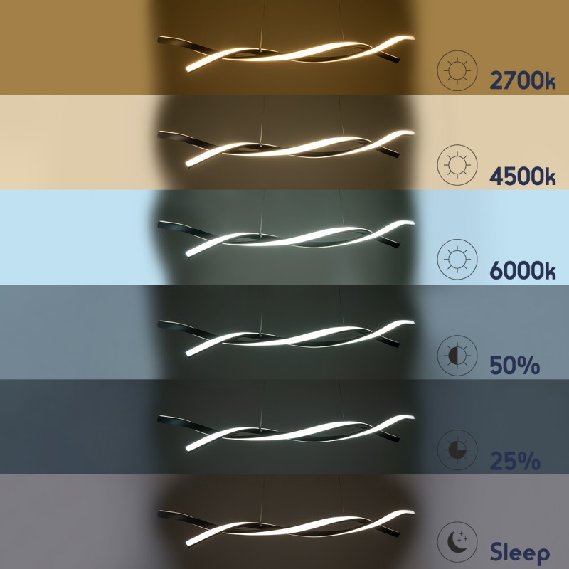 GloboStar® MORALES 61275 Κρεμαστό Φωτιστικό Οροφής Design LED CCT 54W 6048lm 200° AC 220-240V - Εναλλαγή Φωτισμού μέσω Τηλεχειριστηρίου All In One Ψυχρό 6000k+Φυσικό 4500k+Θερμό 2700k Dimmable Μ90 x Π14 x Υ14cm - Μαύρο - 3 Years Warranty