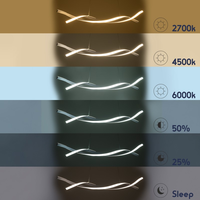 GloboStar® MORALES 61276 Κρεμαστό Φωτιστικό Οροφής Design LED CCT 54W 6048lm 200° AC 220-240V - Εναλλαγή Φωτισμού μέσω Τηλεχειριστηρίου All In One Ψυχρό 6000k+Φυσικό 4500k+Θερμό 2700k Dimmable Μ90 x Π14 x Υ14cm - Λευκό - 3 Years Warranty