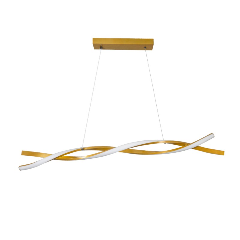 GloboStar® MORALES 61278 Κρεμαστό Φωτιστικό Οροφής Design LED CCT 54W 6048lm 200° AC 220-240V - Εναλλαγή Φωτισμού μέσω Τηλεχειριστηρίου All In One Ψυχρό 6000k+Φυσικό 4500k+Θερμό 2700k Dimmable Μ90 x Π14 x Υ14cm - Χρυσό Πλατίνα - 3 Years Warranty