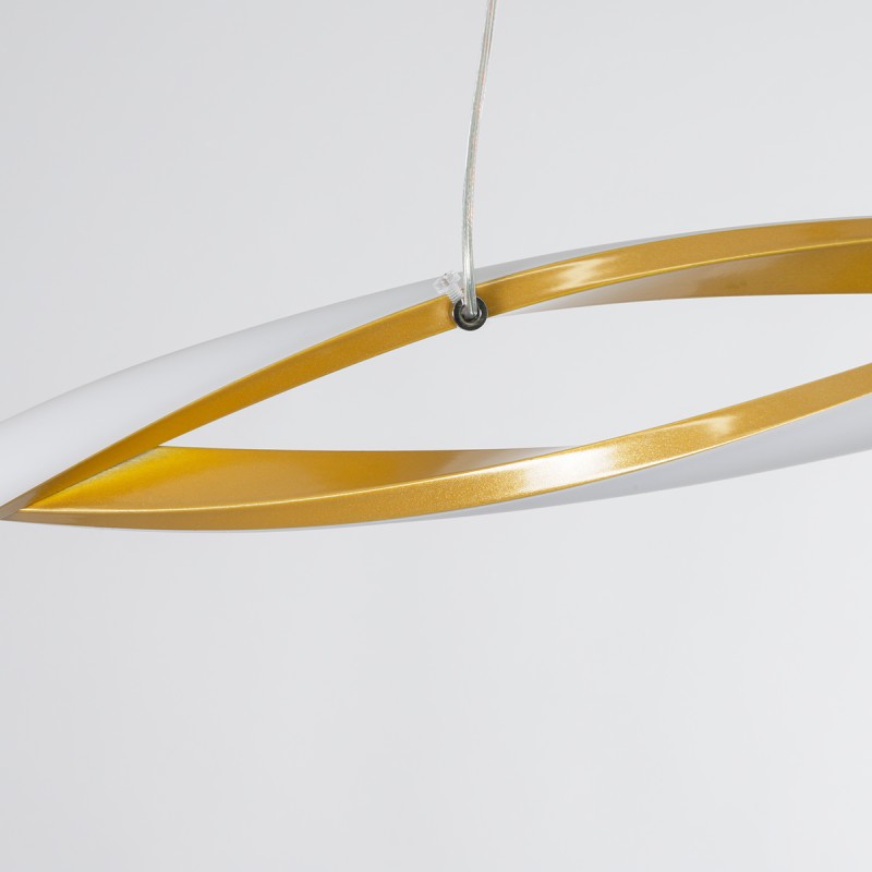 GloboStar® MORALES 61278 Κρεμαστό Φωτιστικό Οροφής Design LED CCT 54W 6048lm 200° AC 220-240V - Εναλλαγή Φωτισμού μέσω Τηλεχειριστηρίου All In One Ψυχρό 6000k+Φυσικό 4500k+Θερμό 2700k Dimmable Μ90 x Π14 x Υ14cm - Χρυσό Πλατίνα - 3 Years Warranty