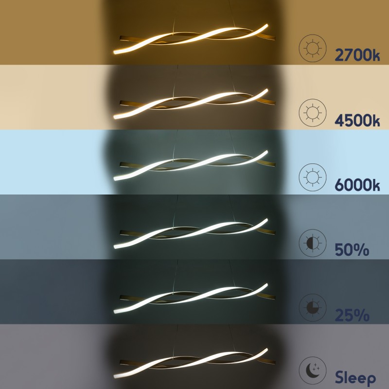 GloboStar® MORALES 61278 Κρεμαστό Φωτιστικό Οροφής Design LED CCT 54W 6048lm 200° AC 220-240V - Εναλλαγή Φωτισμού μέσω Τηλεχειριστηρίου All In One Ψυχρό 6000k+Φυσικό 4500k+Θερμό 2700k Dimmable Μ90 x Π14 x Υ14cm - Χρυσό Πλατίνα - 3 Years Warranty