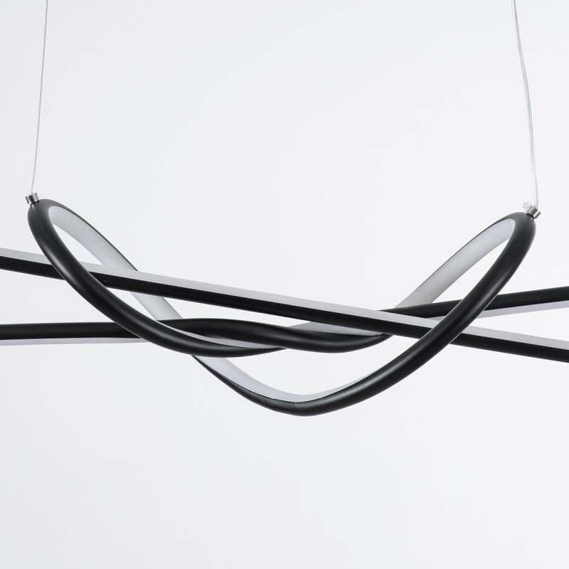 GloboStar® DOLORES 61279 Κρεμαστό Φωτιστικό Οροφής Design LED CCT 105W 11760lm 300° AC 220-240V - Εναλλαγή Φωτισμού μέσω Τηλεχειριστηρίου All In One Ψυχρό 6000k+Φυσικό 4500k+Θερμό 2700k Dimmable Μ110 x Π17 x Υ17.5cm - Μαύρο - 3 Years Warranty