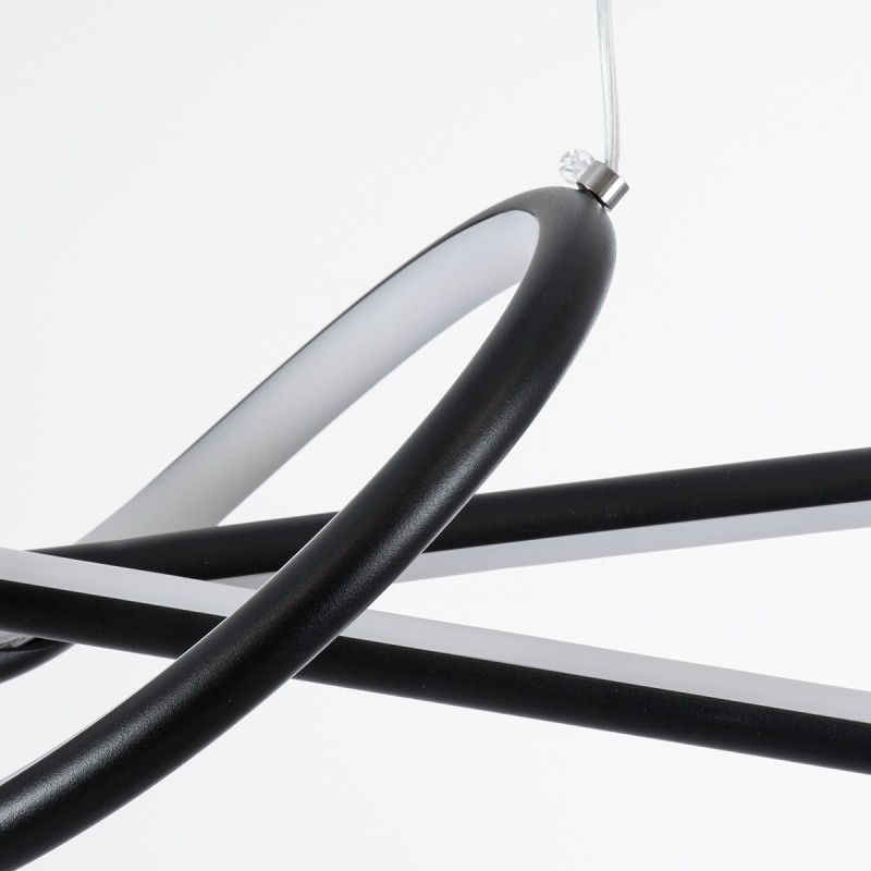 GloboStar® DOLORES 61279 Κρεμαστό Φωτιστικό Οροφής Design LED CCT 105W 11760lm 300° AC 220-240V - Εναλλαγή Φωτισμού μέσω Τηλεχειριστηρίου All In One Ψυχρό 6000k+Φυσικό 4500k+Θερμό 2700k Dimmable Μ110 x Π17 x Υ17.5cm - Μαύρο - 3 Years Warranty