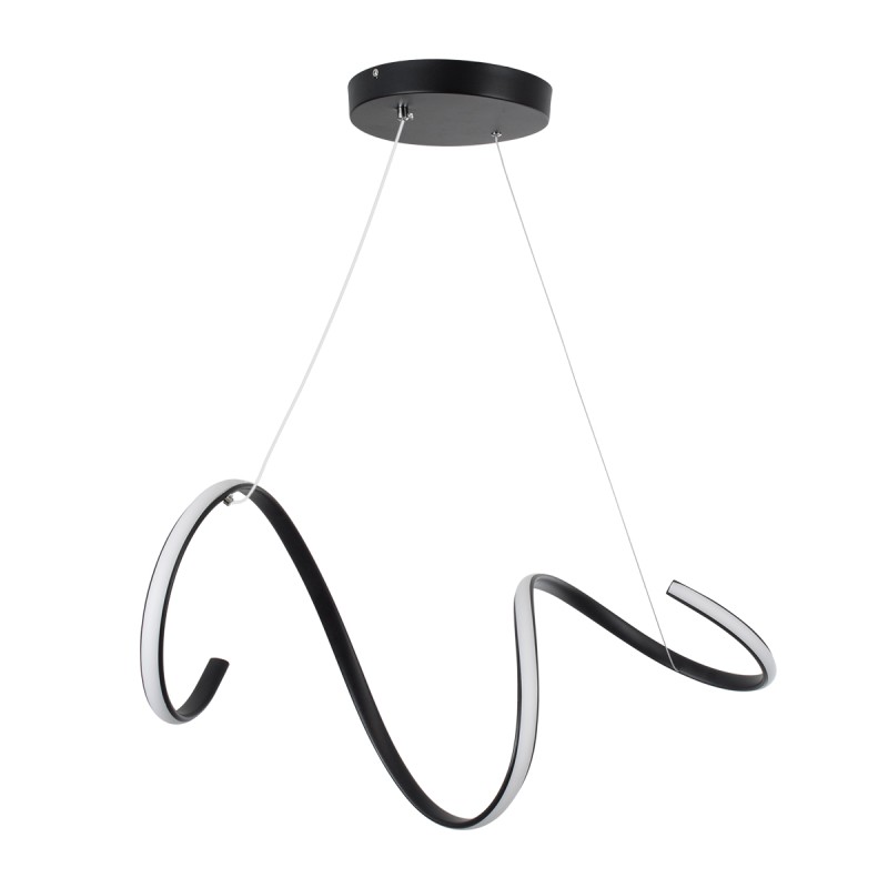 GloboStar® SPIRALE 61283 Κρεμαστό Φωτιστικό Οροφής Design LED CCT 75W 8400lm 300° AC 220-240V - Εναλλαγή Φωτισμού μέσω Τηλεχειριστηρίου All In One Ψυχρό 6000k+Φυσικό 4500k+Θερμό 2700k Dimmable Μ72 x Π25 x Υ30cm - Μαύρο - 3 Years Warranty