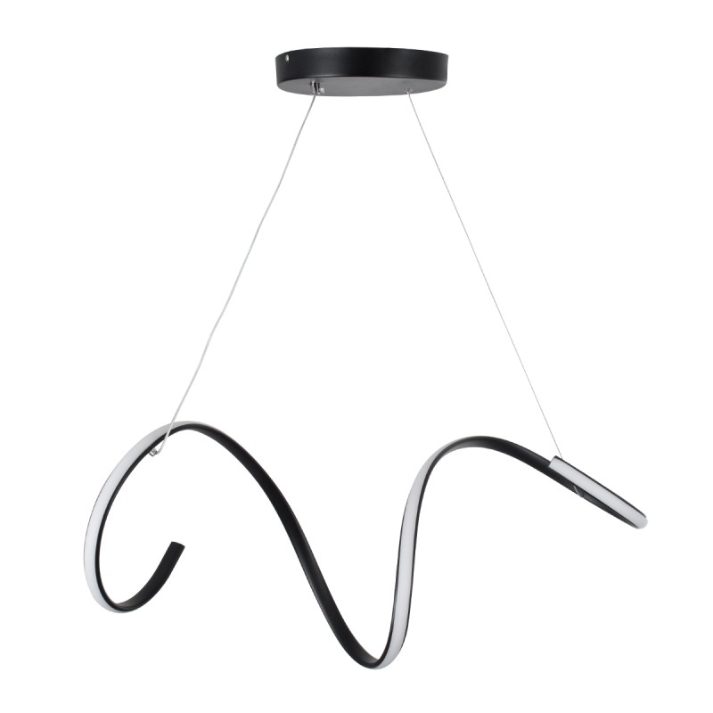 GloboStar® SPIRALE 61283 Κρεμαστό Φωτιστικό Οροφής Design LED CCT 75W 8400lm 300° AC 220-240V - Εναλλαγή Φωτισμού μέσω Τηλεχειριστηρίου All In One Ψυχρό 6000k+Φυσικό 4500k+Θερμό 2700k Dimmable Μ72 x Π25 x Υ30cm - Μαύρο - 3 Years Warranty