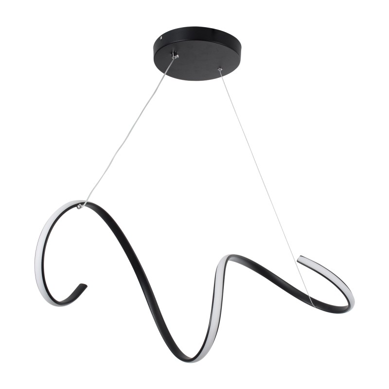 GloboStar® SPIRALE 61283 Κρεμαστό Φωτιστικό Οροφής Design LED CCT 75W 8400lm 300° AC 220-240V - Εναλλαγή Φωτισμού μέσω Τηλεχειριστηρίου All In One Ψυχρό 6000k+Φυσικό 4500k+Θερμό 2700k Dimmable Μ72 x Π25 x Υ30cm - Μαύρο - 3 Years Warranty