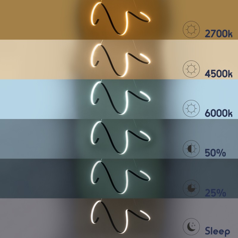 GloboStar® SPIRALE 61284 Κρεμαστό Φωτιστικό Οροφής Design LED CCT 75W 8400lm 300° AC 220-240V - Εναλλαγή Φωτισμού μέσω Τηλεχειριστηρίου All In One Ψυχρό 6000k+Φυσικό 4500k+Θερμό 2700k Dimmable Μ72 x Π25 x Υ30cm - Λευκό - 3 Years Warranty