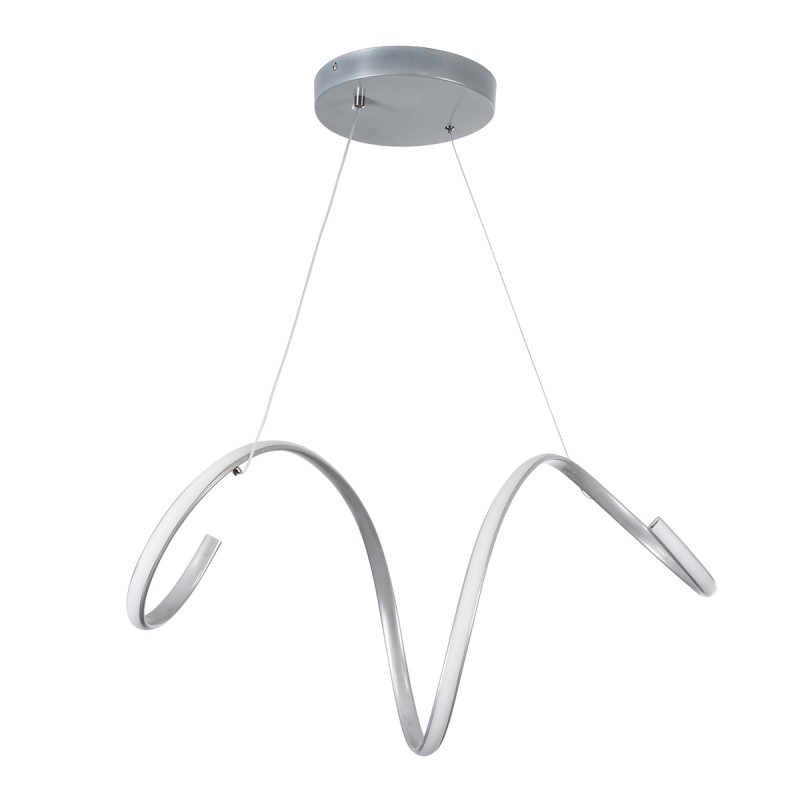 GloboStar® SPIRALE 61285 Κρεμαστό Φωτιστικό Οροφής Design LED CCT 75W 8400lm 300° AC 220-240V - Εναλλαγή Φωτισμού μέσω Τηλεχειριστηρίου All In One Ψυχρό 6000k+Φυσικό 4500k+Θερμό 2700k Dimmable Μ72 x Π25 x Υ30cm - Νίκελ Ασημί Βούρτσας - 3 Years Warranty