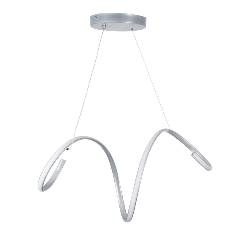 GloboStar® SPIRALE 61285 Κρεμαστό Φωτιστικό Οροφής Design LED CCT 75W 8400lm 300° AC 220-240V - Εναλλαγή Φωτισμού μέσω Τηλεχειριστηρίου All In One Ψυχρό 6000k+Φυσικό 4500k+Θερμό 2700k Dimmable Μ72 x Π25 x Υ30cm - Νίκελ Ασημί Βούρτσας - 3 Years Warranty