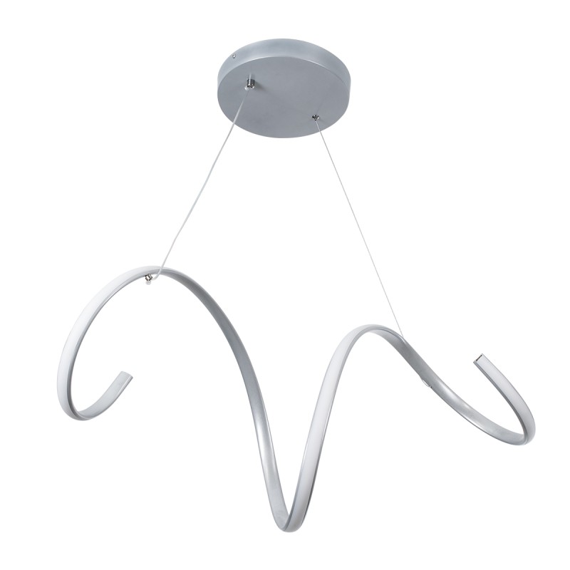 GloboStar® SPIRALE 61285 Κρεμαστό Φωτιστικό Οροφής Design LED CCT 75W 8400lm 300° AC 220-240V - Εναλλαγή Φωτισμού μέσω Τηλεχειριστηρίου All In One Ψυχρό 6000k+Φυσικό 4500k+Θερμό 2700k Dimmable Μ72 x Π25 x Υ30cm - Νίκελ Ασημί Βούρτσας - 3 Years Warranty