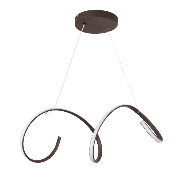 GloboStar® SPIRALE 61287 Κρεμαστό Φωτιστικό Οροφής Design LED CCT 75W 8400lm 300° AC 220-240V - Εναλλαγή Φωτισμού μέσω Τηλεχειριστηρίου All In One Ψυχρό 6000k+Φυσικό 4500k+Θερμό 2700k Dimmable Μ72 x Π25 x Υ30cm - Καφέ - 3 Years Warranty