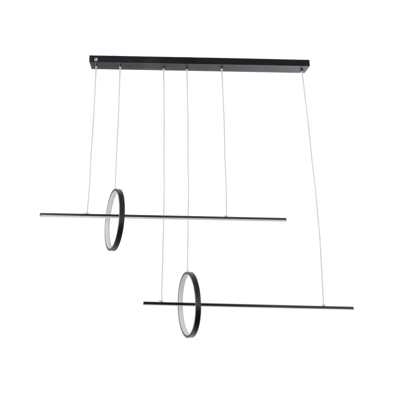 GLOBOSTAR® LINEARE 61290 Μοντέρνο Κρεμαστό Φωτιστικό Οροφής LED 67W 7504lm 300° AC 220-240V IP20 Ρυθμιζόμενο Λευκό CCT με Χειριστήριο από 2700K έως 6000K Dimmable - Lumileds SMD Chip - Μαύρο Ματ - Μ130 x Π25 x Υ60cm - 3 Χρόνια Εγγύηση