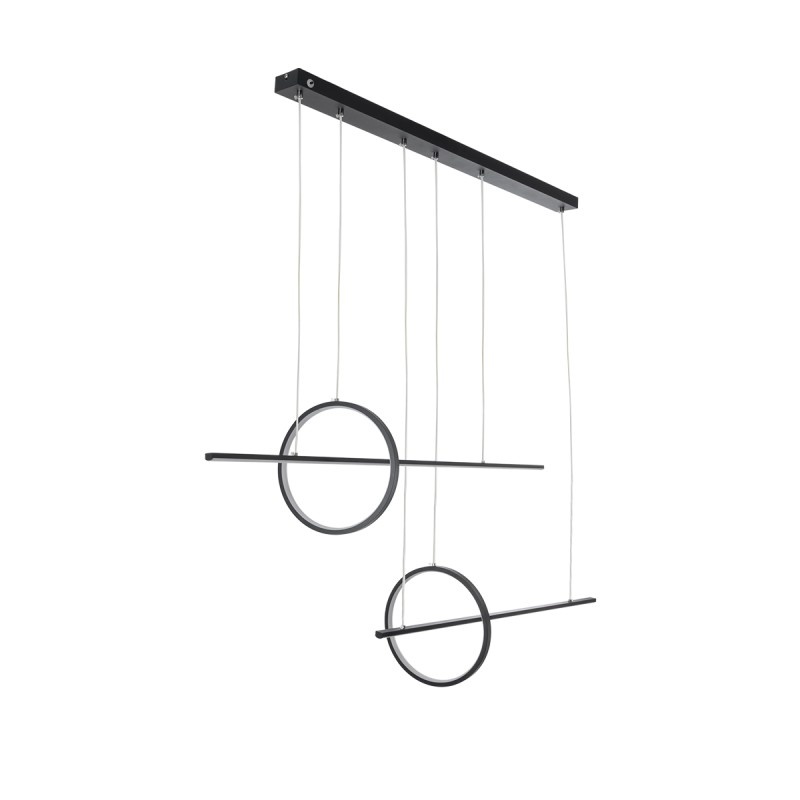 GLOBOSTAR® LINEARE 61290 Μοντέρνο Κρεμαστό Φωτιστικό Οροφής LED 67W 7504lm 300° AC 220-240V IP20 Ρυθμιζόμενο Λευκό CCT με Χειριστήριο από 2700K έως 6000K Dimmable - Lumileds SMD Chip - Μαύρο Ματ - Μ130 x Π25 x Υ60cm - 3 Χρόνια Εγγύηση