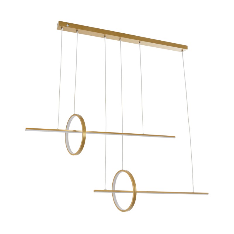 GloboStar® LINEARE 61291 Κρεμαστό Φωτιστικό Οροφής Design LED CCT 67W 7504lm 300° AC 220-240V - Εναλλαγή Φωτισμού μέσω Τηλεχειριστηρίου All In One Ψυχρό 6000k+Φυσικό 4500k+Θερμό 2700k Dimmable Μ130 x Π25 x Υ60cm - Χρυσό Πλατίνα - 3 Years Warranty