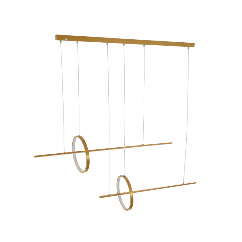 GloboStar® LINEARE 61291 Κρεμαστό Φωτιστικό Οροφής Design LED CCT 67W 7504lm 300° AC 220-240V - Εναλλαγή Φωτισμού μέσω Τηλεχειριστηρίου All In One Ψυχρό 6000k+Φυσικό 4500k+Θερμό 2700k Dimmable Μ130 x Π25 x Υ60cm - Χρυσό Πλατίνα - 3 Years Warranty