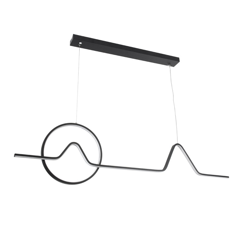 GloboStar® WINDY 61292 Κρεμαστό Φωτιστικό Οροφής Design LED CCT 67W 7504lm 300° AC 220-240V - Εναλλαγή Φωτισμού μέσω Τηλεχειριστηρίου All In One Ψυχρό 6000k+Φυσικό 4500k+Θερμό 2700k Dimmable Μ120 x Π4 x Υ30cm - Μαύρο - 3 Years Warranty