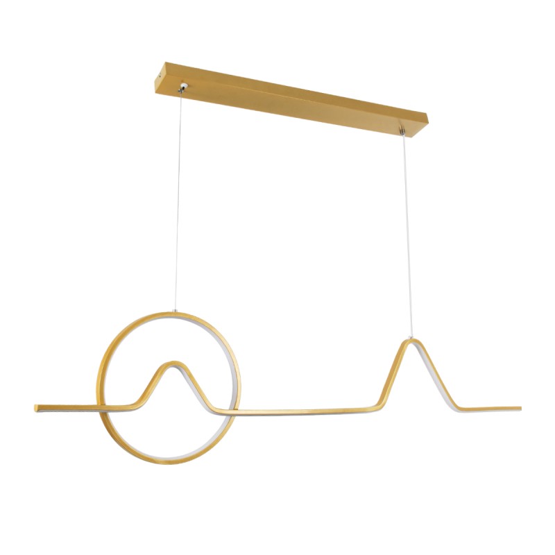 GloboStar® WINDY 61293 Κρεμαστό Φωτιστικό Οροφής Design LED CCT 67W 7504lm 300° AC 220-240V - Εναλλαγή Φωτισμού μέσω Τηλεχειριστηρίου All In One Ψυχρό 6000k+Φυσικό 4500k+Θερμό 2700k Dimmable Μ120 x Π4 x Υ30cm - Χρυσό Βούρτσας - 3 Years Warranty