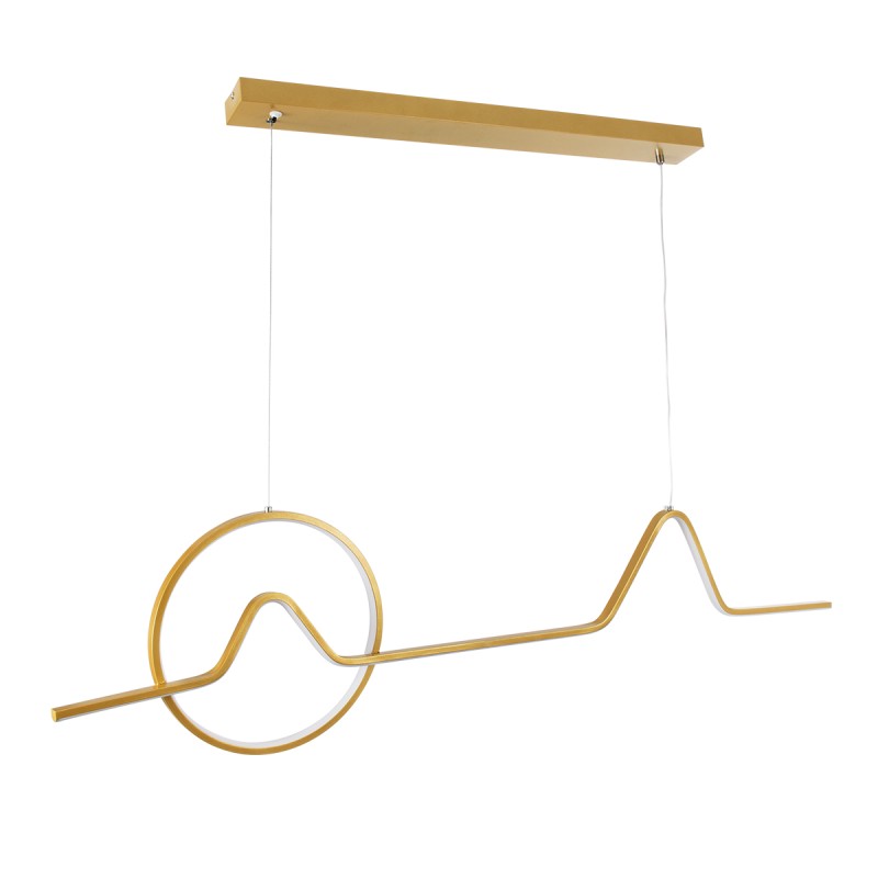 GloboStar® WINDY 61293 Κρεμαστό Φωτιστικό Οροφής Design LED CCT 67W 7504lm 300° AC 220-240V - Εναλλαγή Φωτισμού μέσω Τηλεχειριστηρίου All In One Ψυχρό 6000k+Φυσικό 4500k+Θερμό 2700k Dimmable Μ120 x Π4 x Υ30cm - Χρυσό Βούρτσας - 3 Years Warranty