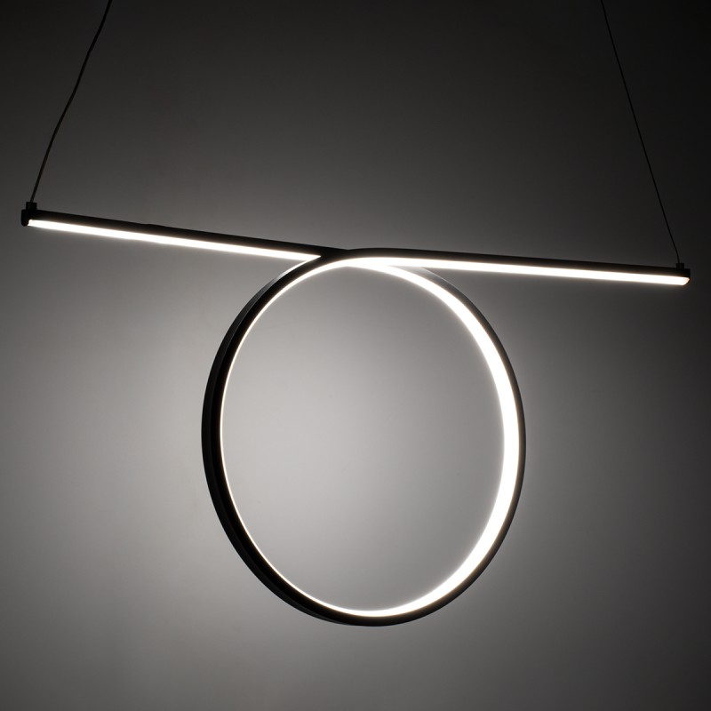 GLOBOSTAR® ROME 61294 Μοντέρνο Κρεμαστό Φωτιστικό Οροφής LED 24W 2640lm 200° AC 220-240V IP20 Ρυθμιζόμενο Λευκό CCT με On/Off 2700K/4500K/6000K - Lumileds SMD Chip - Μαύρο Ματ - Μ65.5 x Π4 x Υ33cm - 3 Χρόνια Εγγύηση