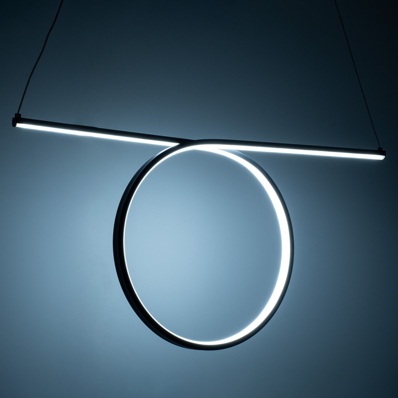 GLOBOSTAR® ROME 61294 Μοντέρνο Κρεμαστό Φωτιστικό Οροφής LED 24W 2640lm 200° AC 220-240V IP20 Ρυθμιζόμενο Λευκό CCT με On/Off 2700K/4500K/6000K - Lumileds SMD Chip - Μαύρο Ματ - Μ65.5 x Π4 x Υ33cm - 3 Χρόνια Εγγύηση