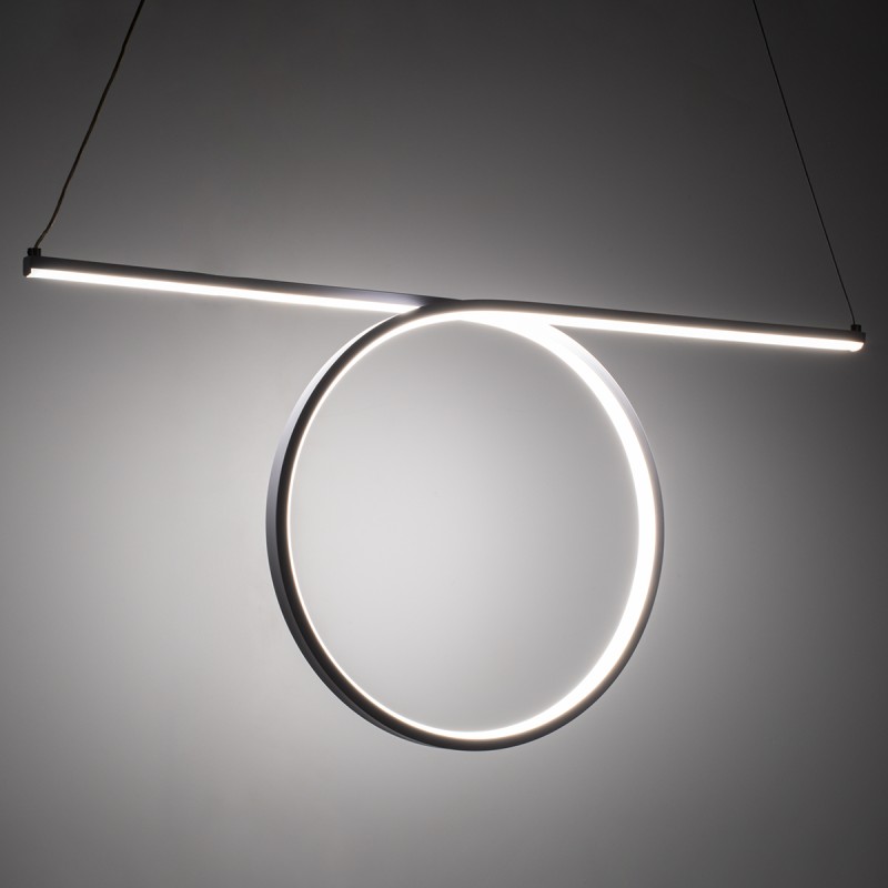 GLOBOSTAR® ROME 61296 Μοντέρνο Κρεμαστό Φωτιστικό Οροφής LED 24W 2640lm 200° AC 220-240V IP20 Ρυθμιζόμενο Λευκό CCT με On/Off 2700K/4500K/6000K - Lumileds SMD Chip - Νίκελ Βούρτσας - Μ65.5 x Π4 x Υ33cm - 3 Χρόνια Εγγύηση