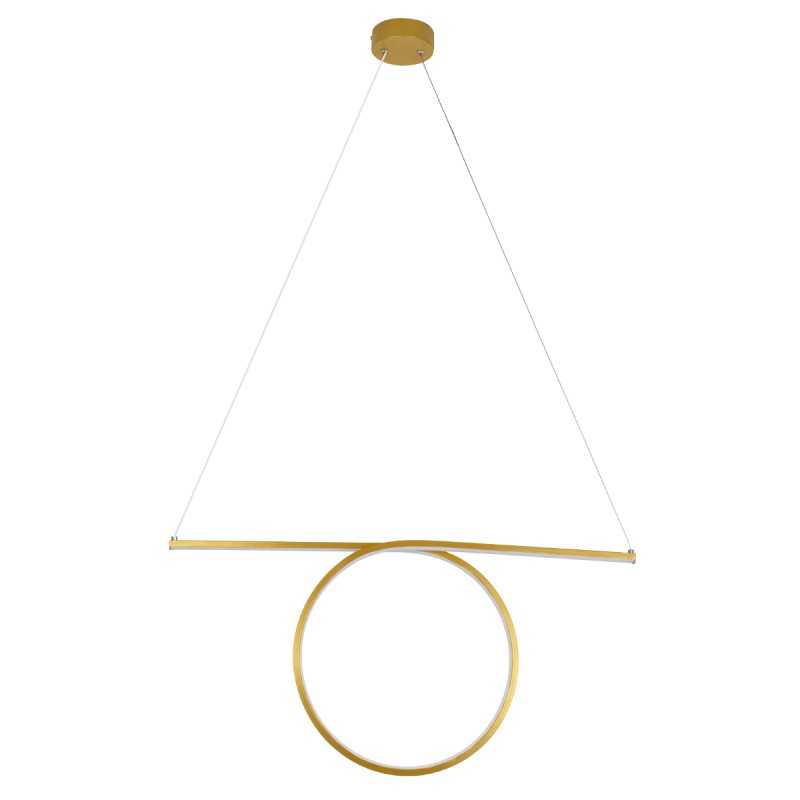 GLOBOSTAR® ROME 61297 Μοντέρνο Κρεμαστό Φωτιστικό Οροφής LED 24W 2640lm 200° AC 220-240V IP20 Ρυθμιζόμενο Λευκό CCT με On/Off 2700K/4500K/6000K - Lumileds SMD Chip - Χρυσό Βούρτσας - Μ65.5 x Π4 x Υ33cm - 3 Χρόνια Εγγύηση