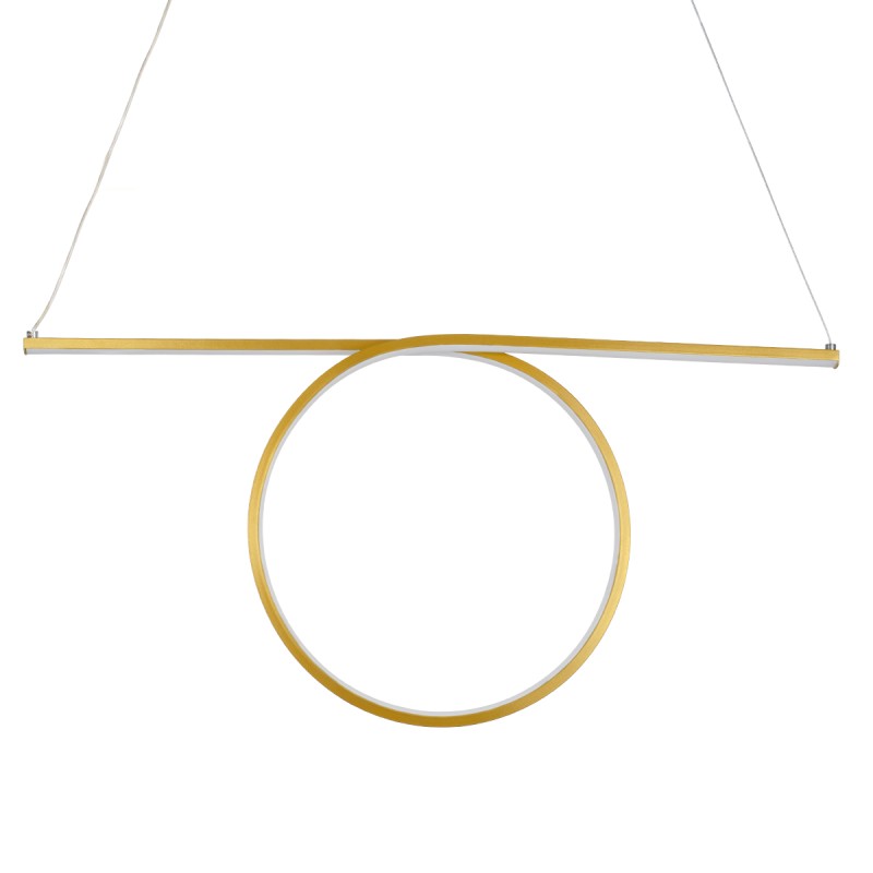 GLOBOSTAR® ROME 61297 Μοντέρνο Κρεμαστό Φωτιστικό Οροφής LED 24W 2640lm 200° AC 220-240V IP20 Ρυθμιζόμενο Λευκό CCT με On/Off 2700K/4500K/6000K - Lumileds SMD Chip - Χρυσό Βούρτσας - Μ65.5 x Π4 x Υ33cm - 3 Χρόνια Εγγύηση