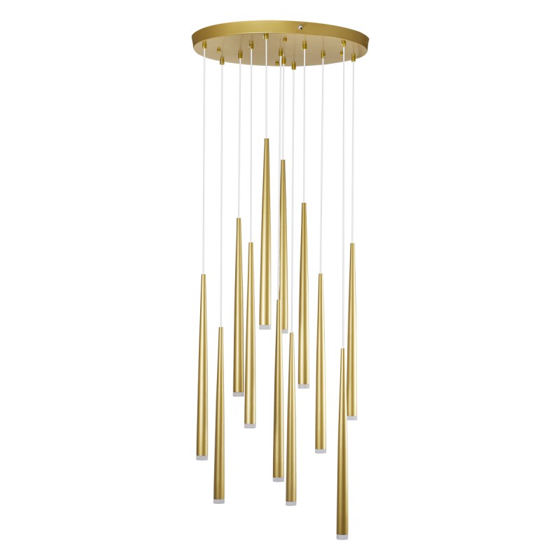 GloboStar® TEARS 61314 Κρεμαστό Φωτιστικό Οροφής Design LED CCT 36W 3960lm 180° AC 220-240V - Εναλλαγή Φωτισμού μέσω Τηλεχειριστηρίου All In One Ψυχρό 6000k+Φυσικό 4500k+Θερμό 2700k Dimmable Φ60 x Υ51.5cm - Χρυσό Βούρτσας - 3 Years Warranty