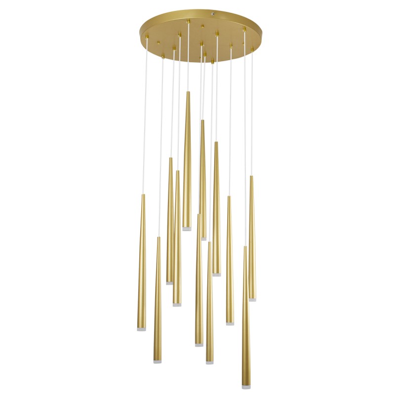 GloboStar® TEARS 61314 Κρεμαστό Φωτιστικό Οροφής Design LED CCT 36W 3960lm 180° AC 220-240V - Εναλλαγή Φωτισμού μέσω Τηλεχειριστηρίου All In One Ψυχρό 6000k+Φυσικό 4500k+Θερμό 2700k Dimmable Φ60 x Υ51.5cm - Χρυσό Βούρτσας - 3 Years Warranty